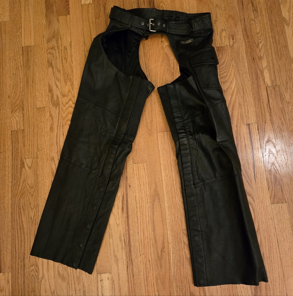 Hein Gericke Leather Motorcycle Chaps Men Large Rare Mint